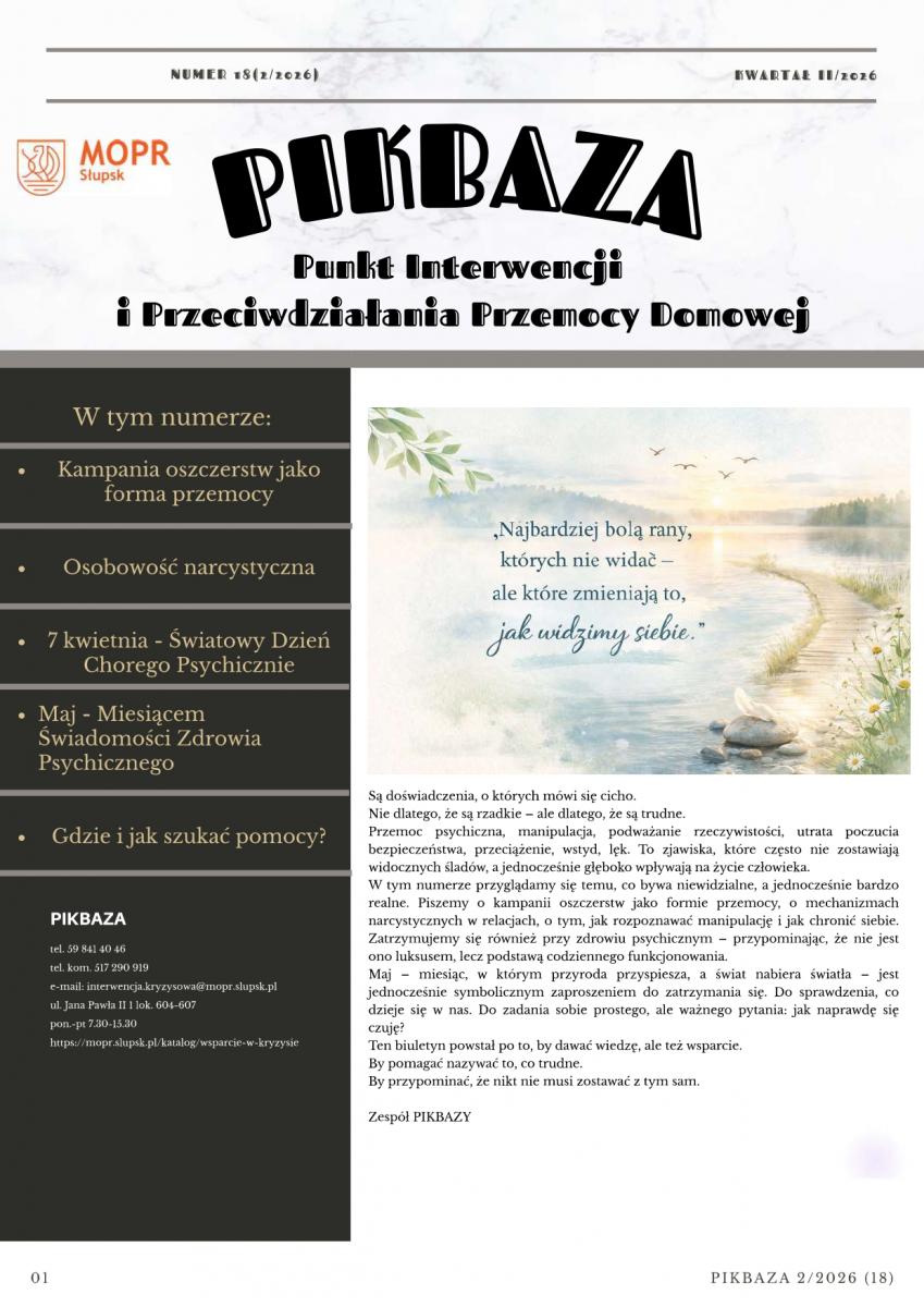 Pierwsza strona - okładka biuletynu PIK BAZA