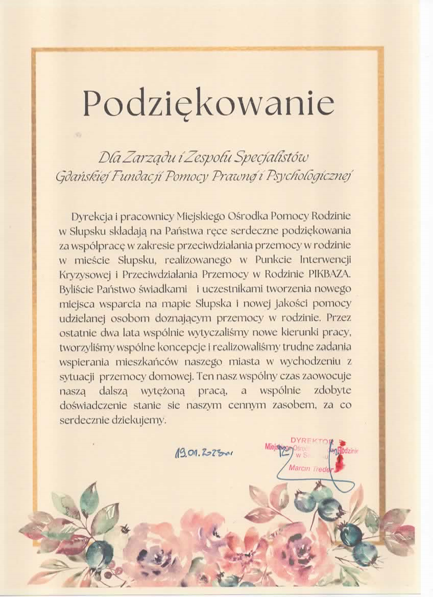 Podziękowanie za współpracę