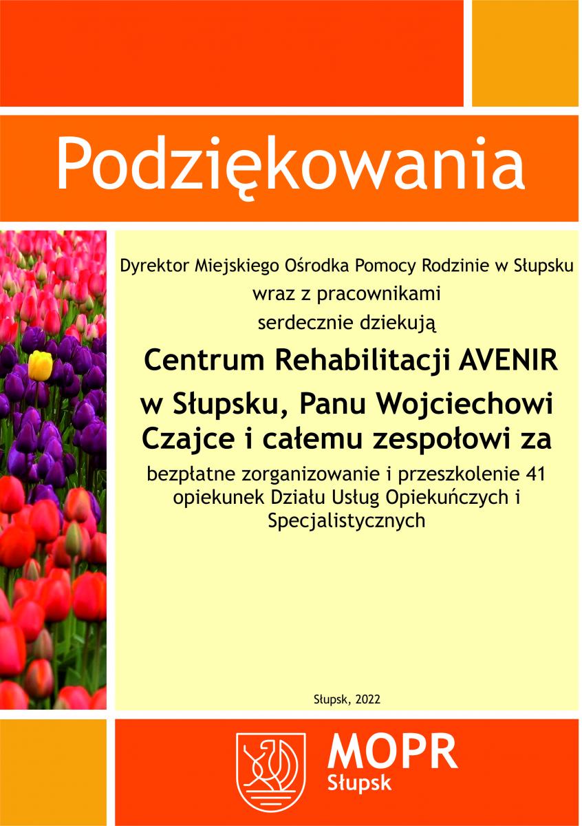 Dziękujemy Centrum Rehabilitacji AVENIR, Panu Wojciechowi Czajce i całemu zespołowi