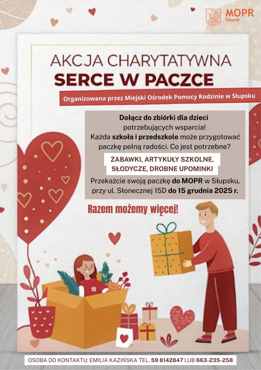 „Serce w Paczce” – akcja charytatywna MOPR w Słupsku skierowana do szkół i przedszkoli