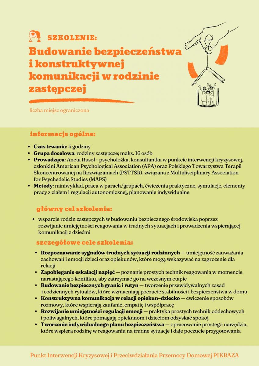 ulotka informacyjna o szkoleniu dla rodzin zastępczych