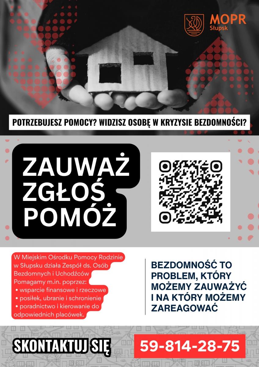 plakat - bezdomność - zgłoś do MOPR