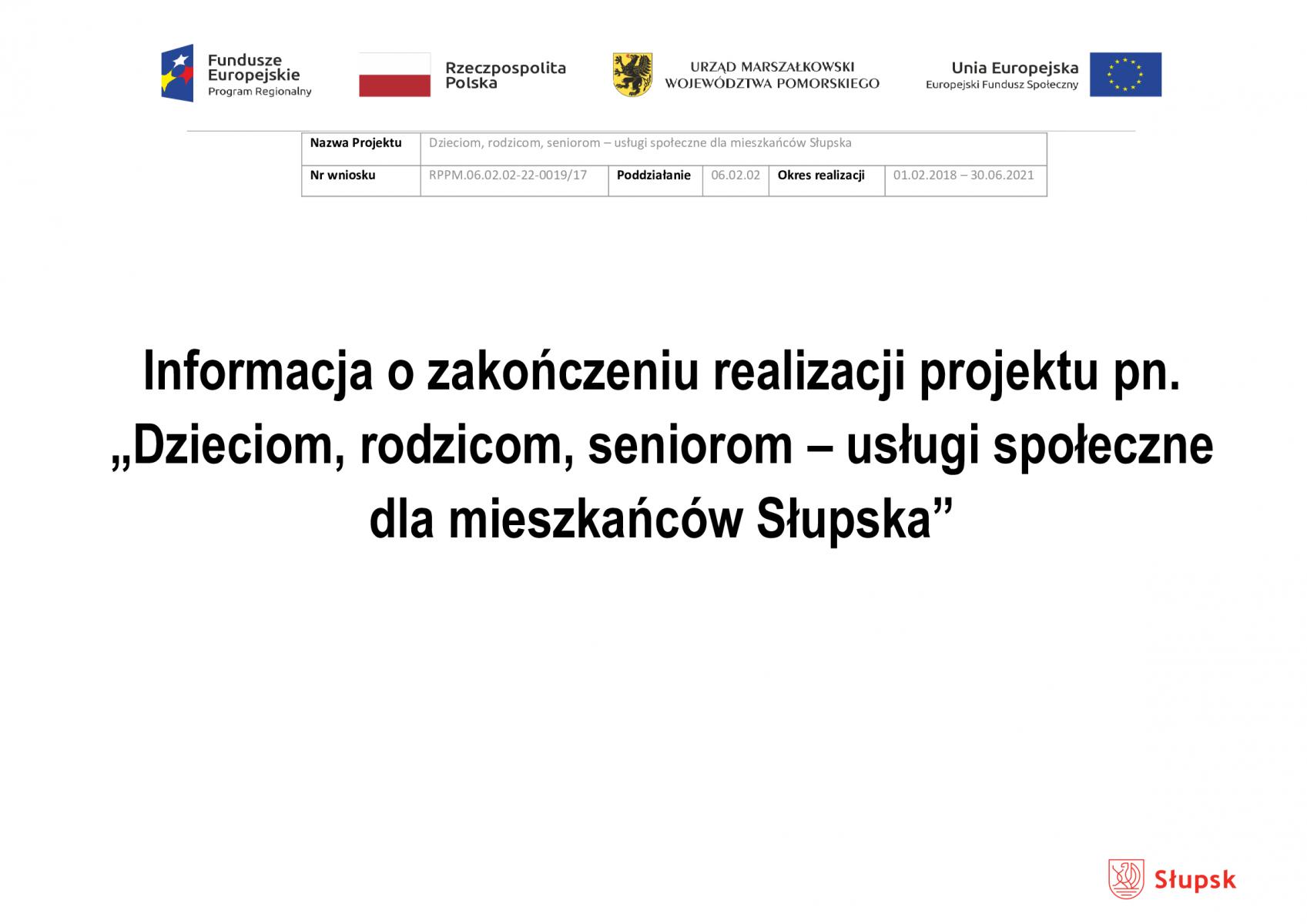 Zakończenie realizacji projektu