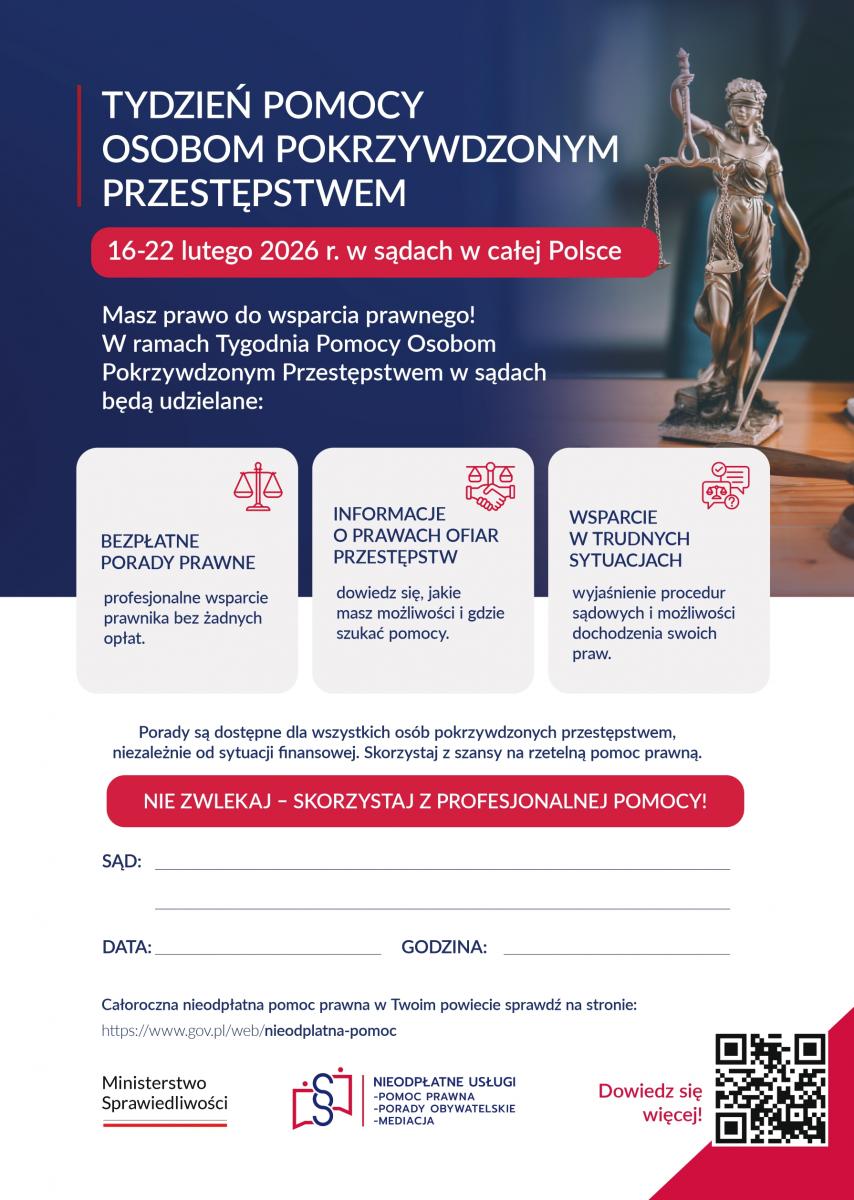 plakat dot. tydzień pomocy osobompokrzywdzonym przestępstwem