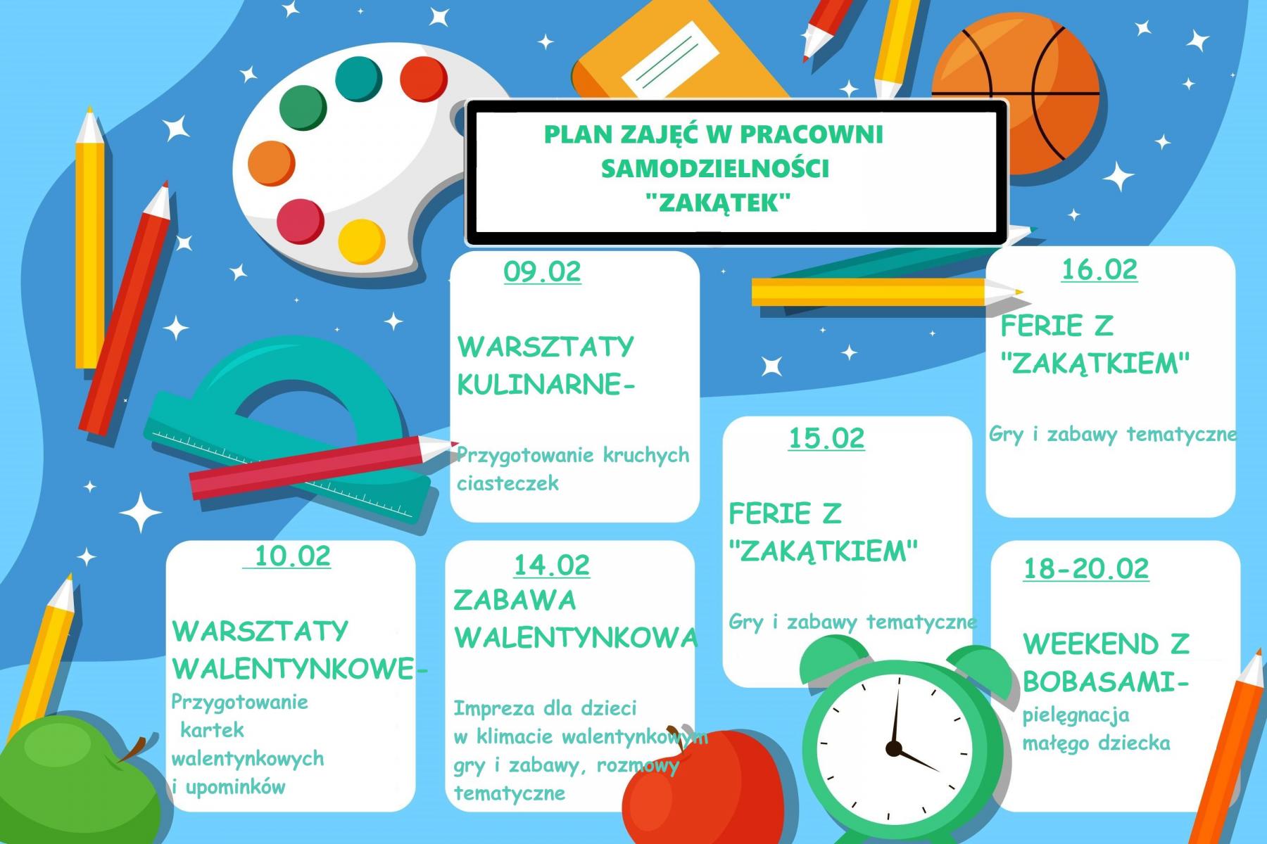 Plan zajęć w Pracowni Samodzielności 